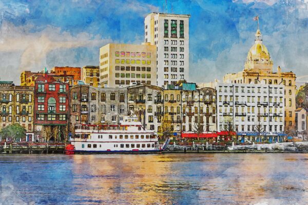 Savannah Georgia canvas watercolor, Savannah GA Wall Art, Savannah Georgia Print, Canvas wall art, Savannah Georgia Watercolor wall art - Image 3