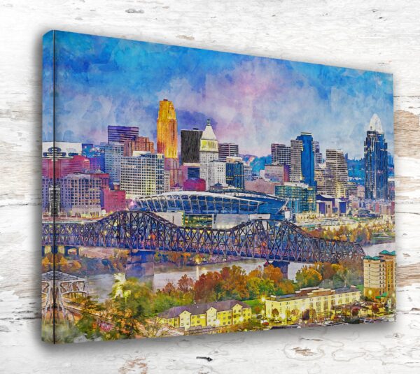 Cincinnati Ohio canvas Great American Ball Park Cincinnati OH Wall watercolor, Cincinnati Ohio wall art,  Cincinnati Reds Baseball