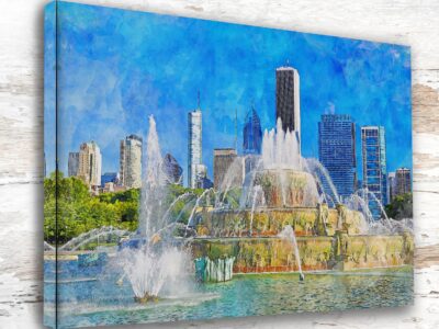Chicago Illinois  watercolor, Chicago Illinois wall art, Chicago print canvas wall art,  Chicago watercolor wall art