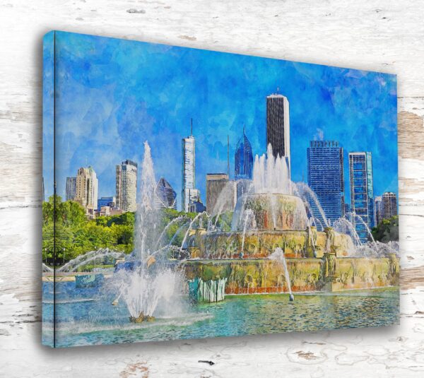 Chicago Illinois  watercolor, Chicago Illinois wall art, Chicago print canvas wall art,  Chicago watercolor wall art