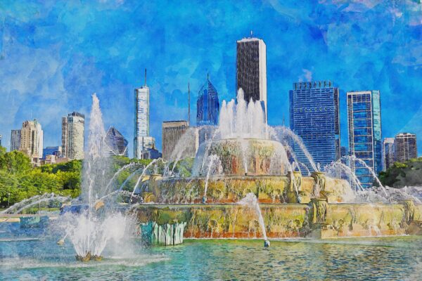 Chicago Illinois  watercolor, Chicago Illinois wall art, Chicago print canvas wall art,  Chicago watercolor wall art - Image 3