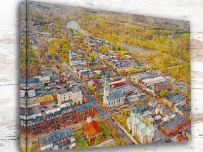Fredericksburg, Elegant Small Town Skyline Art in Vivid Watercolors  Fredericksburg Delight, Fredericksburg Virginia canvas watercolor print