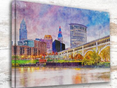 Cleveland Ohio canvas watercolor Cleveland OH Wall Art, Cleveland Ohio Print, Cleveland Canvas wall art,  Cleveland Ohio Watercolor wall art