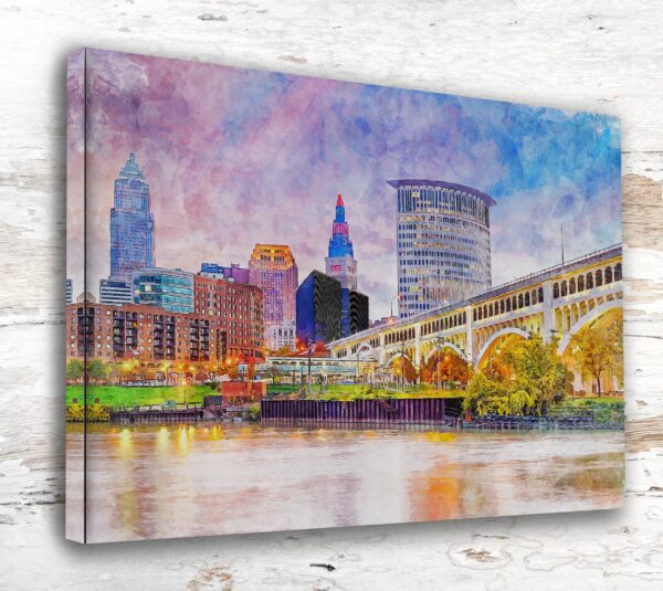 Cleveland Ohio canvas watercolor Cleveland OH Wall Art, Cleveland Ohio Print, Cleveland Canvas wall art,  Cleveland Ohio Watercolor wall art