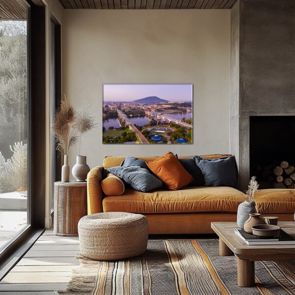 Chattanooga TN Skyline Wall Art - Custom Canvas - Cityscape Printed Fine Art Print, Chattanooga historical canvas - Image 2