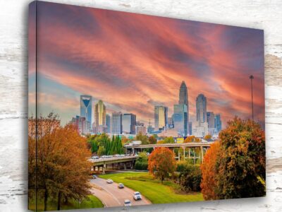 Charlotte NC : Explore the beauty of Charlotte with this stunning skyline wall art canvas! Queen City canvas