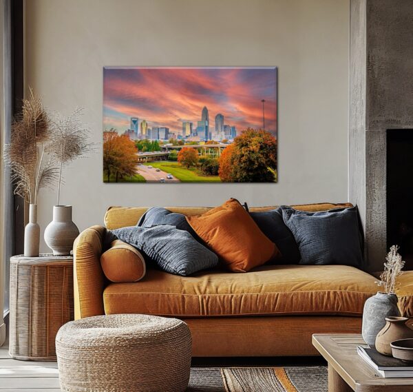 Charlotte NC : Explore the beauty of Charlotte with this stunning skyline wall art canvas! Queen City canvas - Image 2