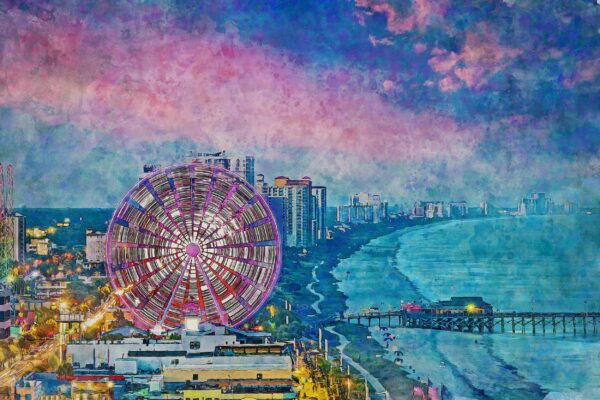 Myrtle Beach South Carolina canvas watercolor, Myrtle Beach SC Wall Art, Myrtle Beach Print , Myrtle Beach Watercolor wall art - Image 3