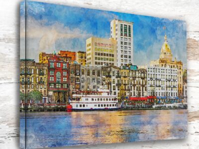 Savannah Georgia canvas watercolor, Savannah GA Wall Art, Savannah Georgia Print, Canvas wall art, Savannah Georgia Watercolor wall art