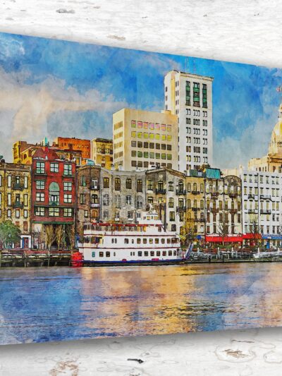 Savannah Georgia canvas watercolor, Savannah GA Wall Art, Savannah Georgia Print, Canvas wall art, Savannah Georgia Watercolor wall art