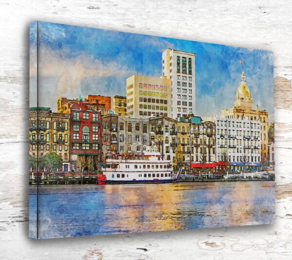 Savannah Georgia canvas watercolor, Savannah GA Wall Art, Savannah Georgia Print, Canvas wall art, Savannah Georgia Watercolor wall art