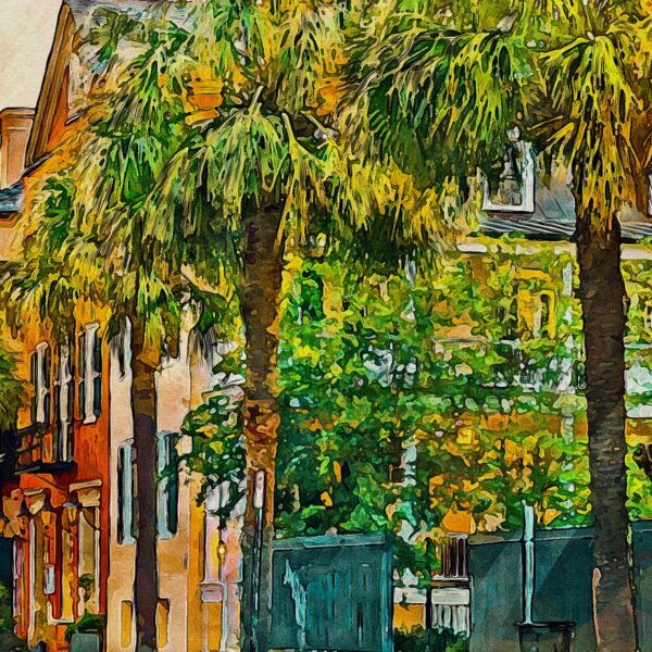 Charleston Street Scene canvas watercolor, Charleston SC Wall Art, Charleston SC Print, Canvas wall art, Charleston SC Watercolor wall art - Image 2