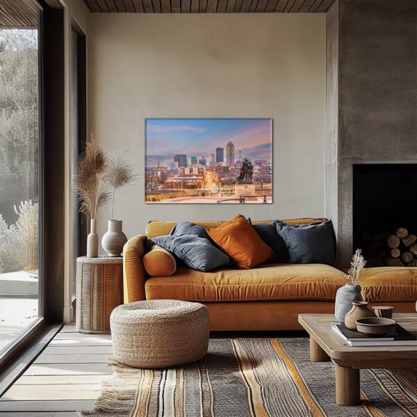 Des Moines Iowa Canvas Wall Art - Stunning Cityscape Print - Midwest Middle America Decor - Ready to Hang Des Moines skyline canvas - Image 2