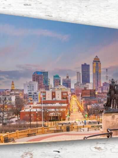 Des Moines Iowa Canvas Wall Art - Stunning Cityscape Print - Midwest Middle America Decor - Ready to Hang Des Moines skyline canvas