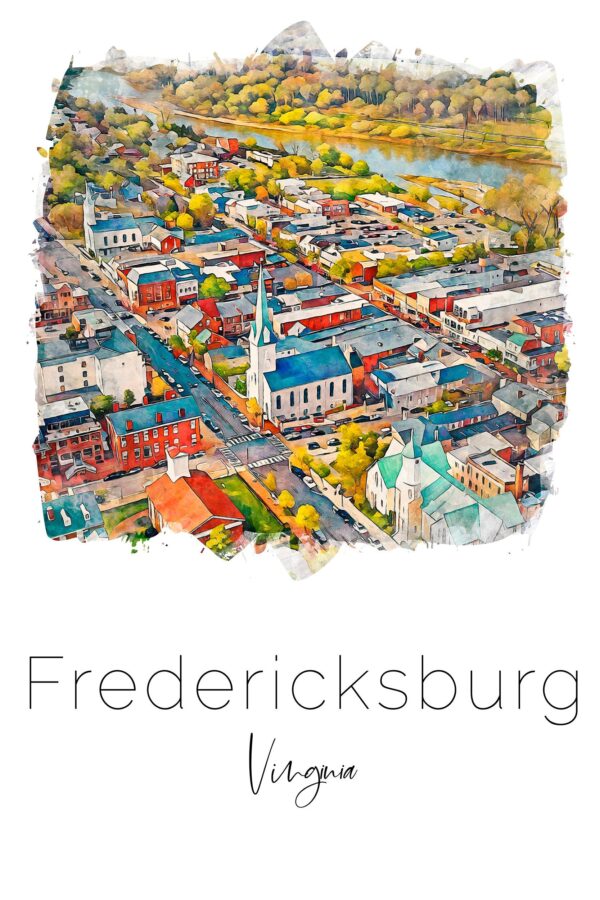 Fredericksburg, Elegant Small Town Skyline Art in Vivid Watercolors  Fredericksburg Delight, Fredericksburg Virginia canvas watercolor print - Image 4
