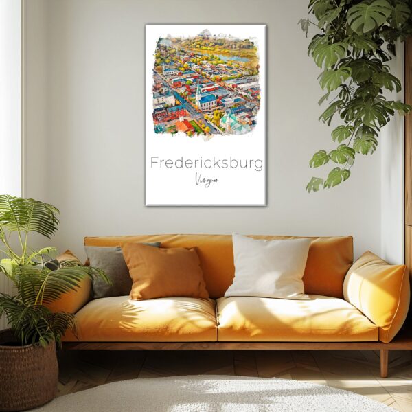 Fredericksburg, Elegant Small Town Skyline Art in Vivid Watercolors  Fredericksburg Delight, Fredericksburg Virginia canvas watercolor print - Image 3