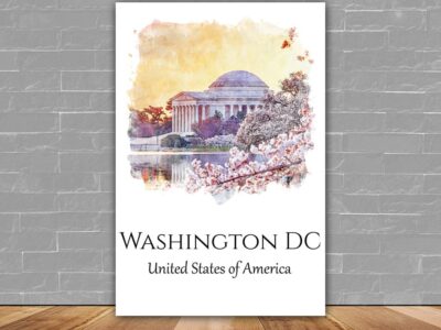 Washington DC travel art, Vibrant Watercolor Cherry Blossom Canvas - Elegant Washington Decor, Washington wall art, Washington DC watercolor
