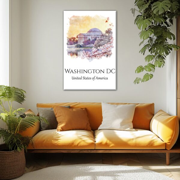 Washington DC travel art, Vibrant Watercolor Cherry Blossom Canvas - Elegant Washington Decor, Washington wall art, Washington DC watercolor - Image 2