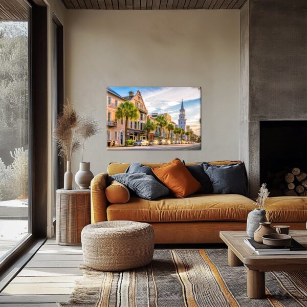Colorful Charleston South Carolina Cityscape Canvas Print for Home Decor, Beautiful Charleston wall art, Charleston Art - Image 3