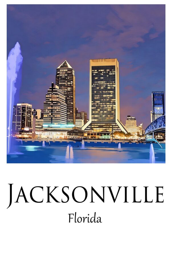 Jacksonville Canvas, Jacksonville Print, Jacksonville wall art, Jacksonville travel art print, Jacksonville Florida, Jacksonville poster - Image 5