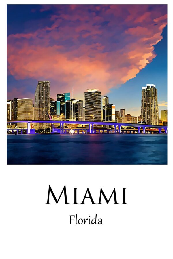 Miami Canvas, Miami Print, Miami wall art, Miami travel art print, Miami Florida, Miami poster - Image 4