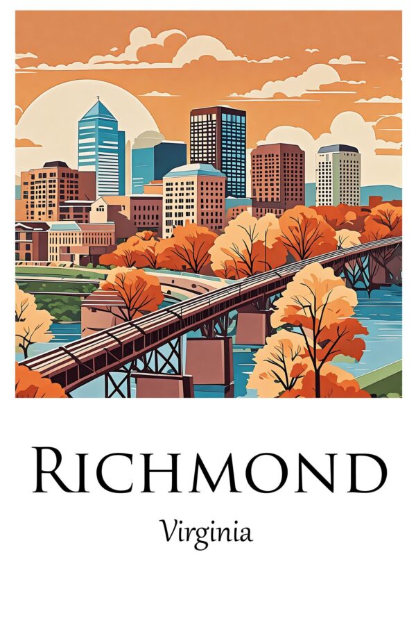 Richmond Travel art print, Richmond Canvas Print,  Richmond wall art, Richmond wall art, Richmond Virginia, Richmond  poster - Image 4