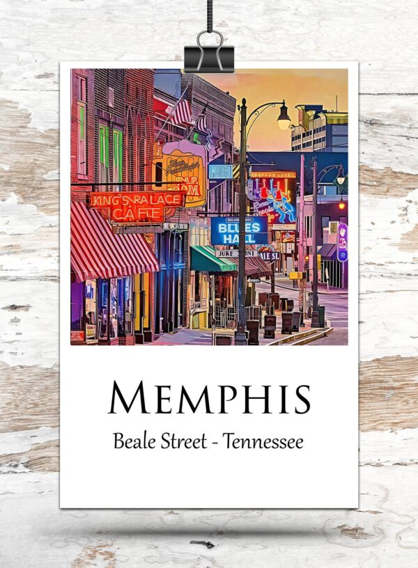 Beale Street Memphis Canvas Beale Street Memphis canvas, Beale Street Memphis wall art, Beale Street Memphis travel art print, - Image 3