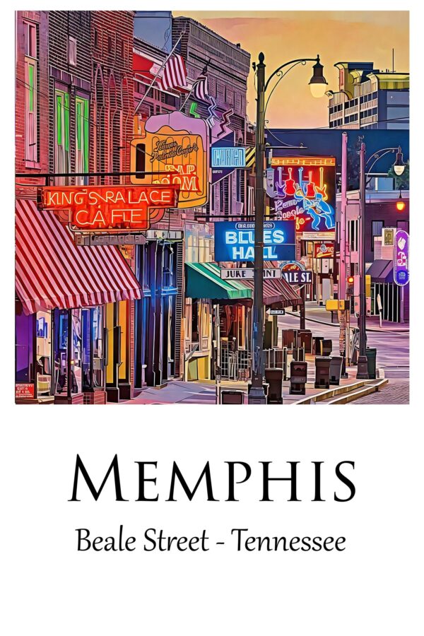 Beale Street Memphis Canvas Beale Street Memphis canvas, Beale Street Memphis wall art, Beale Street Memphis travel art print, - Image 4