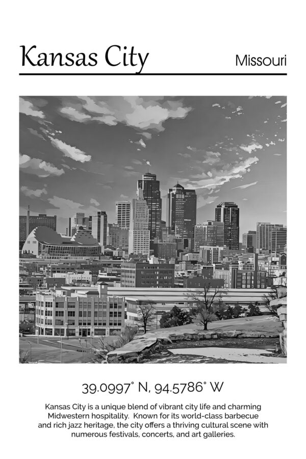 Kansas City Canvas,  Kansas City  Print, Kansas City  wall art, Kansas City travel art print, Kansas City , Kansas City  travel poster - Image 5