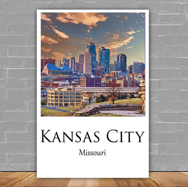 Kansas City Canvas,  Kansas City  Print, Kansas City  wall art, Kansas City travel art print, Kansas City , Kansas City  travel poster