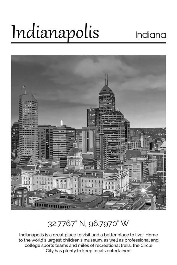 Indianapolis Canvas,  Indianapolis Print, Indianapolis  wall art, Indianapolis  travel art print,  Indianapolis Indiana, Indianapolis poster - Image 5