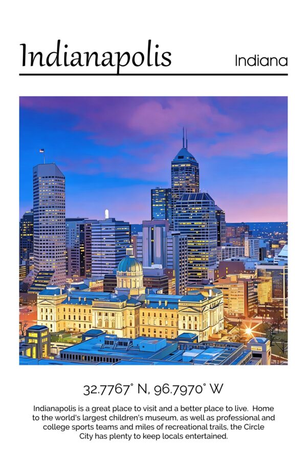 Indianapolis Canvas,  Indianapolis Print, Indianapolis  wall art, Indianapolis  travel art print,  Indianapolis Indiana, Indianapolis poster - Image 4