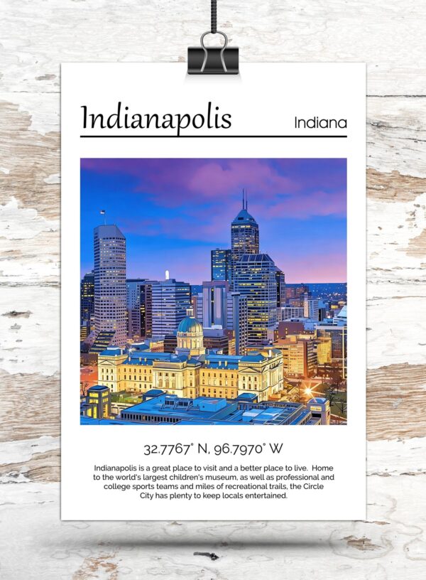 Indianapolis Canvas,  Indianapolis Print, Indianapolis  wall art, Indianapolis  travel art print,  Indianapolis Indiana, Indianapolis poster - Image 3