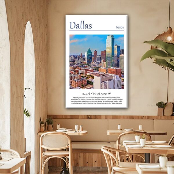 Dallas Texas Travel art Canvas,  Dallas Print, Dallas wall art, Dallas art print, Dallas Texas , Dallas travel art  poster - Image 2