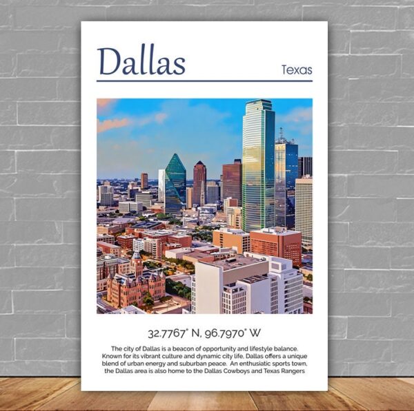 Dallas Texas Travel art Canvas,  Dallas Print, Dallas wall art, Dallas art print, Dallas Texas , Dallas travel art  poster