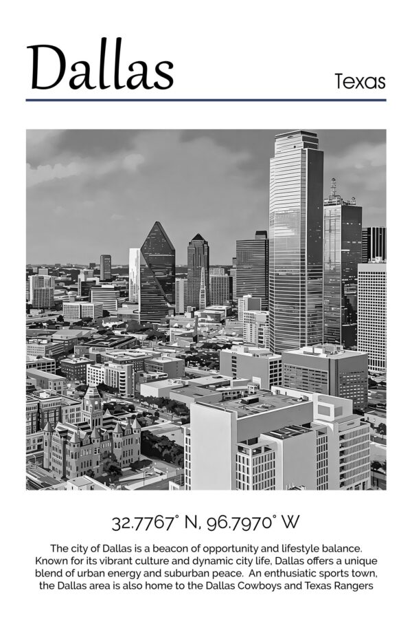 Dallas Texas Travel art Canvas,  Dallas Print, Dallas wall art, Dallas art print, Dallas Texas , Dallas travel art  poster - Image 5