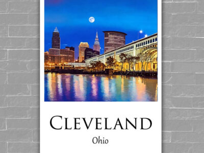 Cleveland Ohio Travel art Canvas,  Cleveland Print, Cleveland wall art, Cleveland art print, Cleveland Ohio , Cleveland travel art  poster