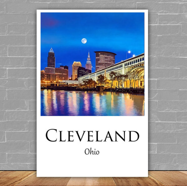 Cleveland Ohio Travel art Canvas,  Cleveland Print, Cleveland wall art, Cleveland art print, Cleveland Ohio , Cleveland travel art  poster