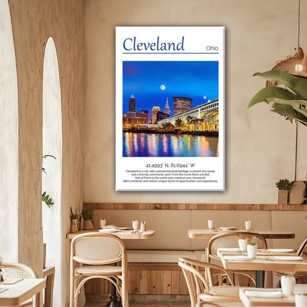 Cleveland Ohio Travel art Canvas,  Cleveland Print, Cleveland wall art, Cleveland art print, Cleveland Ohio , Cleveland travel art  poster - Image 2