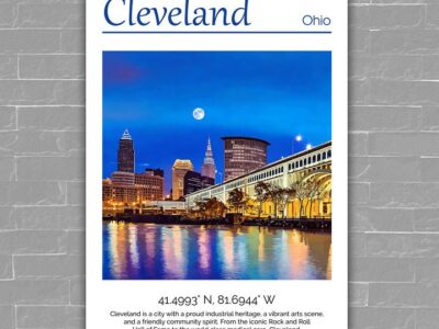 Cleveland Ohio Travel art Canvas,  Cleveland Print, Cleveland wall art, Cleveland art print, Cleveland Ohio , Cleveland travel art  poster