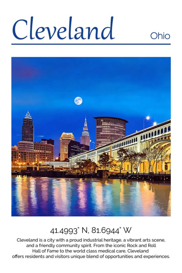 Cleveland Ohio Travel art Canvas,  Cleveland Print, Cleveland wall art, Cleveland art print, Cleveland Ohio , Cleveland travel art  poster - Image 4