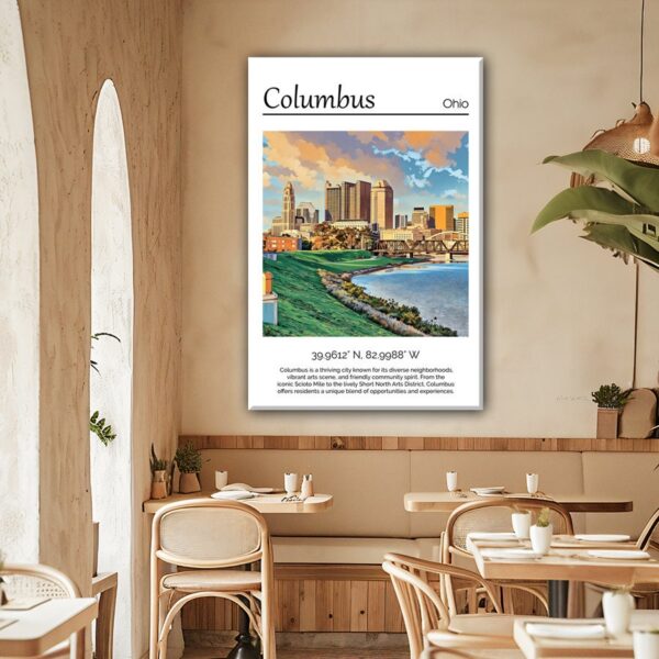 Columbus Ohio Travel art Canvas, Columbus  Print, Columbus  wall art, Columbus  art print, Columbus Ohio , Columbus travel art  poster - Image 2