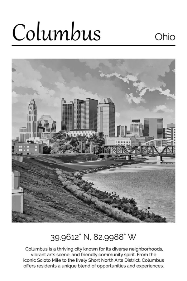 Columbus Ohio Travel art Canvas, Columbus  Print, Columbus  wall art, Columbus  art print, Columbus Ohio , Columbus travel art  poster - Image 5