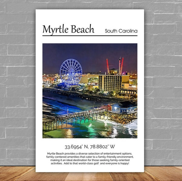 Myrtle Beach Canvas,  Myrtle Beach Print, Myrtle Beach wall art,  Myrtle Beach travel art print, Myrtle Beach ,  Myrtle Beach poster