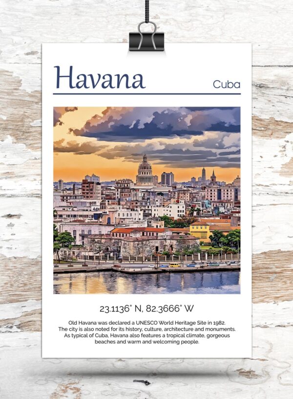 Havana Canvas, Havana  Print,  Havana wall art, Havana travel art print, Havana Cuba, Havana  poster - Image 3