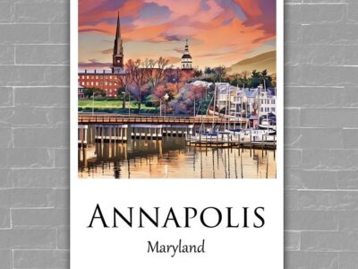 Annapolis Maryland travel art canvas, Annapolis MD Wall Art, Annapolis Print, Annapolis Canvas wall art,  Annapolis Watercolor wall