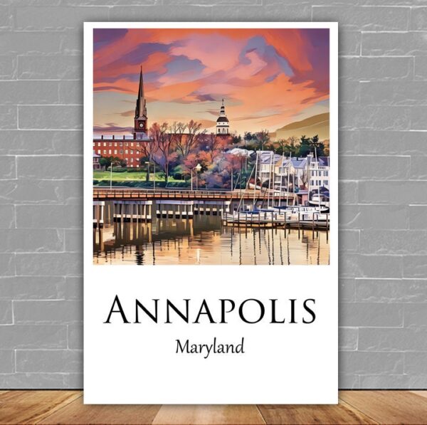 Annapolis Maryland travel art canvas, Annapolis MD Wall Art, Annapolis Print, Annapolis Canvas wall art,  Annapolis Watercolor wall