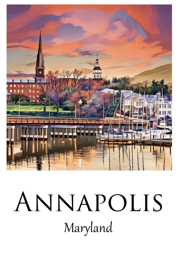 Annapolis Maryland travel art canvas, Annapolis MD Wall Art, Annapolis Print, Annapolis Canvas wall art,  Annapolis Watercolor wall - Image 4