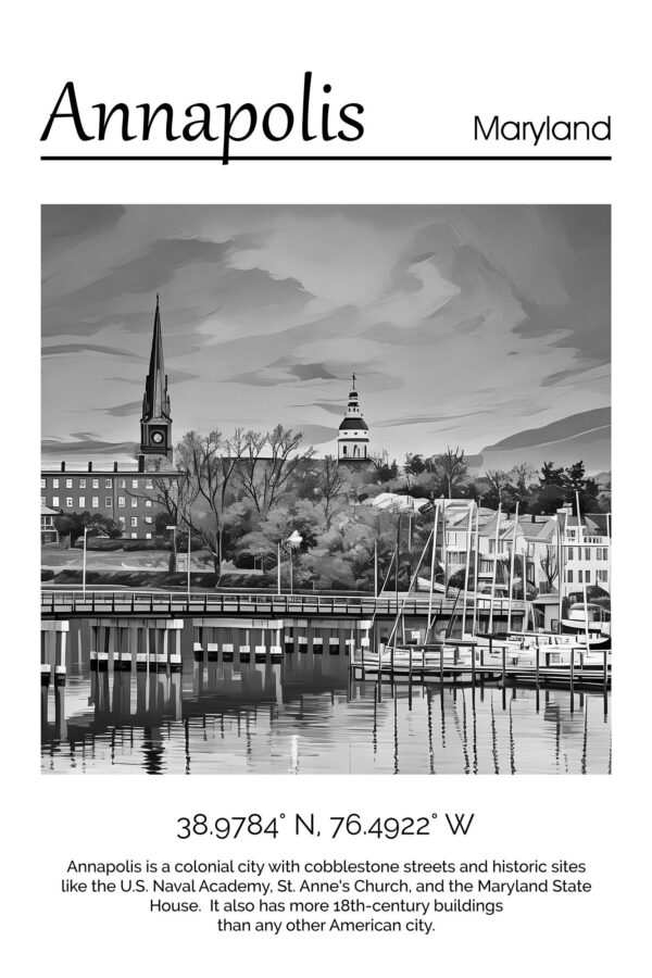 Annapolis Maryland travel art canvas, Annapolis MD Wall Art, Annapolis Print, Annapolis Canvas wall art,  Annapolis Watercolor wall - Image 5