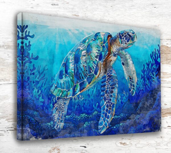Sea Turtle watercolor print, Marine life canvas, Sea Turtle Wall art, Ocean watercolor artwork, Home decor